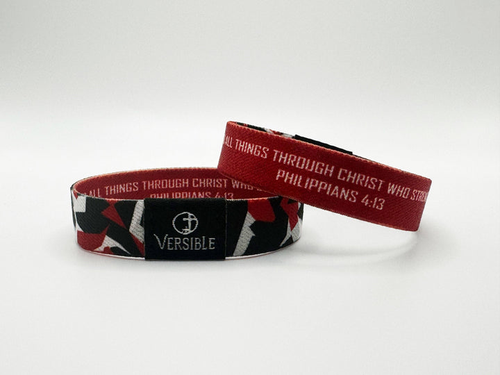 Team Camo / Philippians 4:13 Wristband: Red & Black