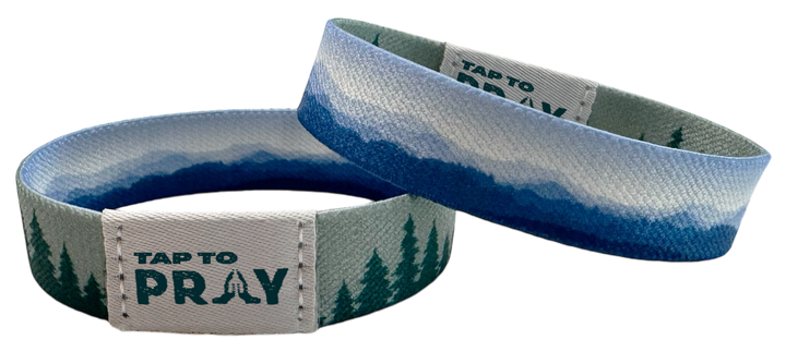 Tap To Pray Wristbands - Tap W/Phone For Daily Verse/Prayer: Blue Mountains & Green Forests