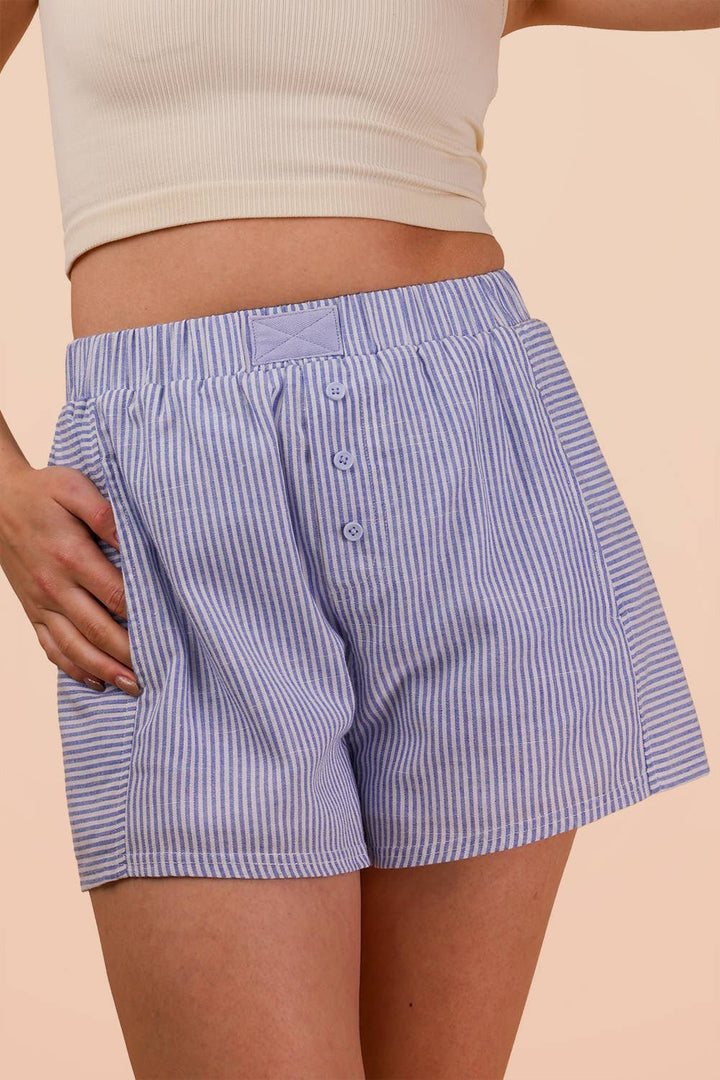Striped & Checker Boxer Shorts - Blue Stripe