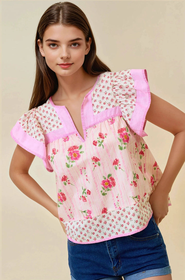 Flutter Sleeve Top - Pink