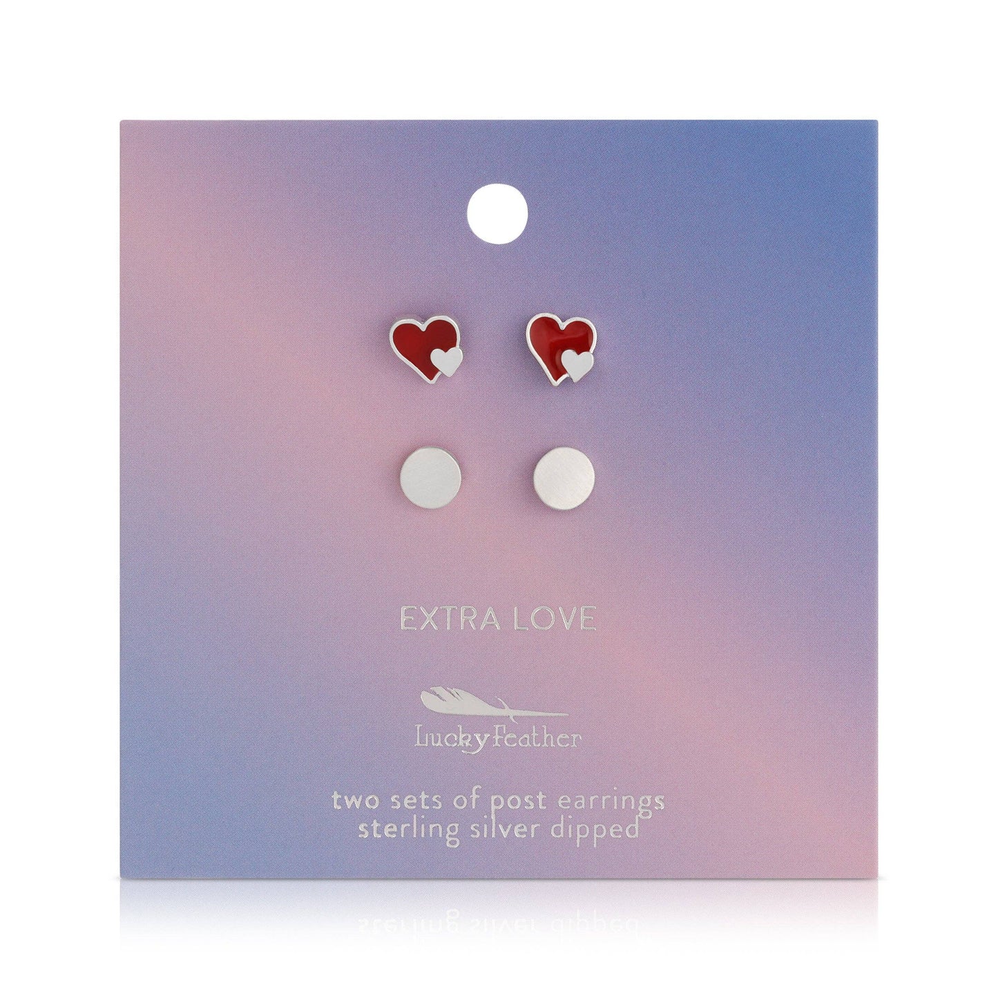 Earring Set - 2 pr - Hearts/rounds (silver) - Extra Love