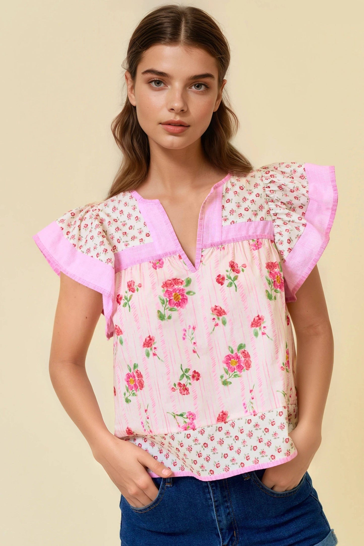 Flutter Sleeve Top - Pink