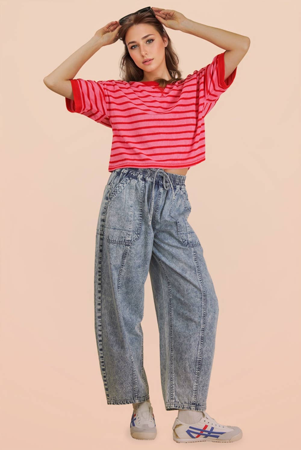 Oversized Stripe Top - Red