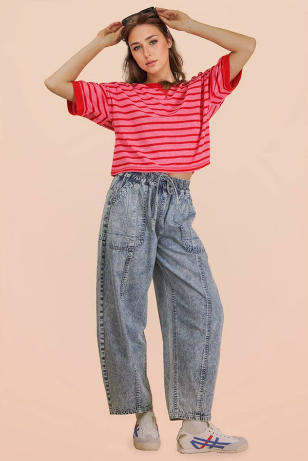 Oversized Stripe Top - Red