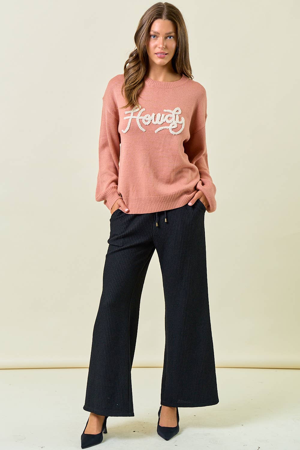 Howdy Oversized Sweater - Clay