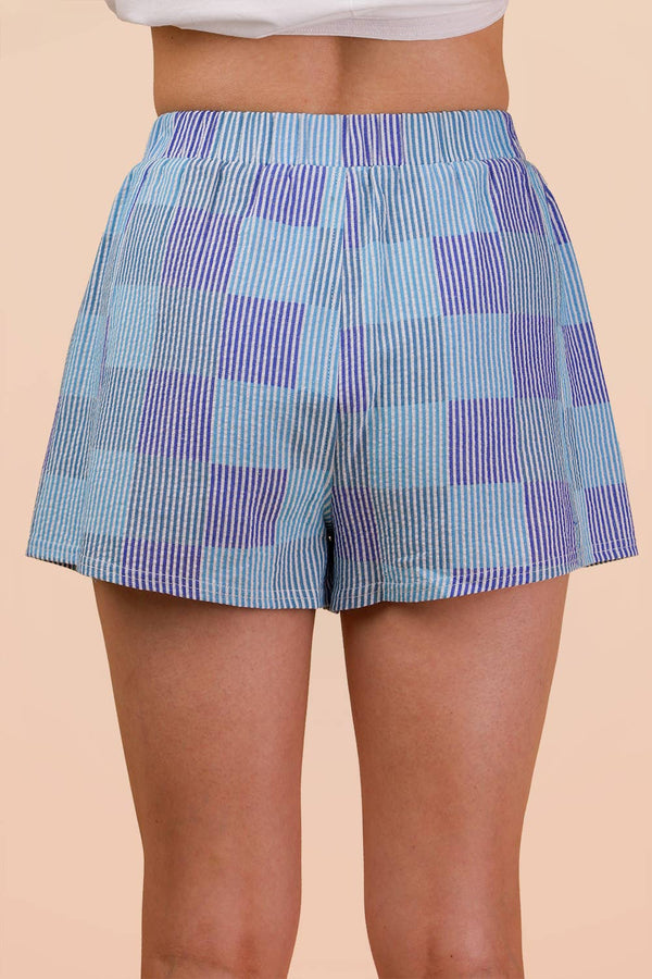 Striped & Checker Boxer Shorts - Blue Mix