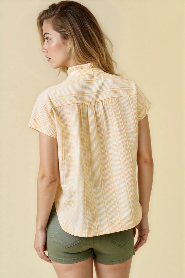 Gingham Ruffle Mix Top - Butter
