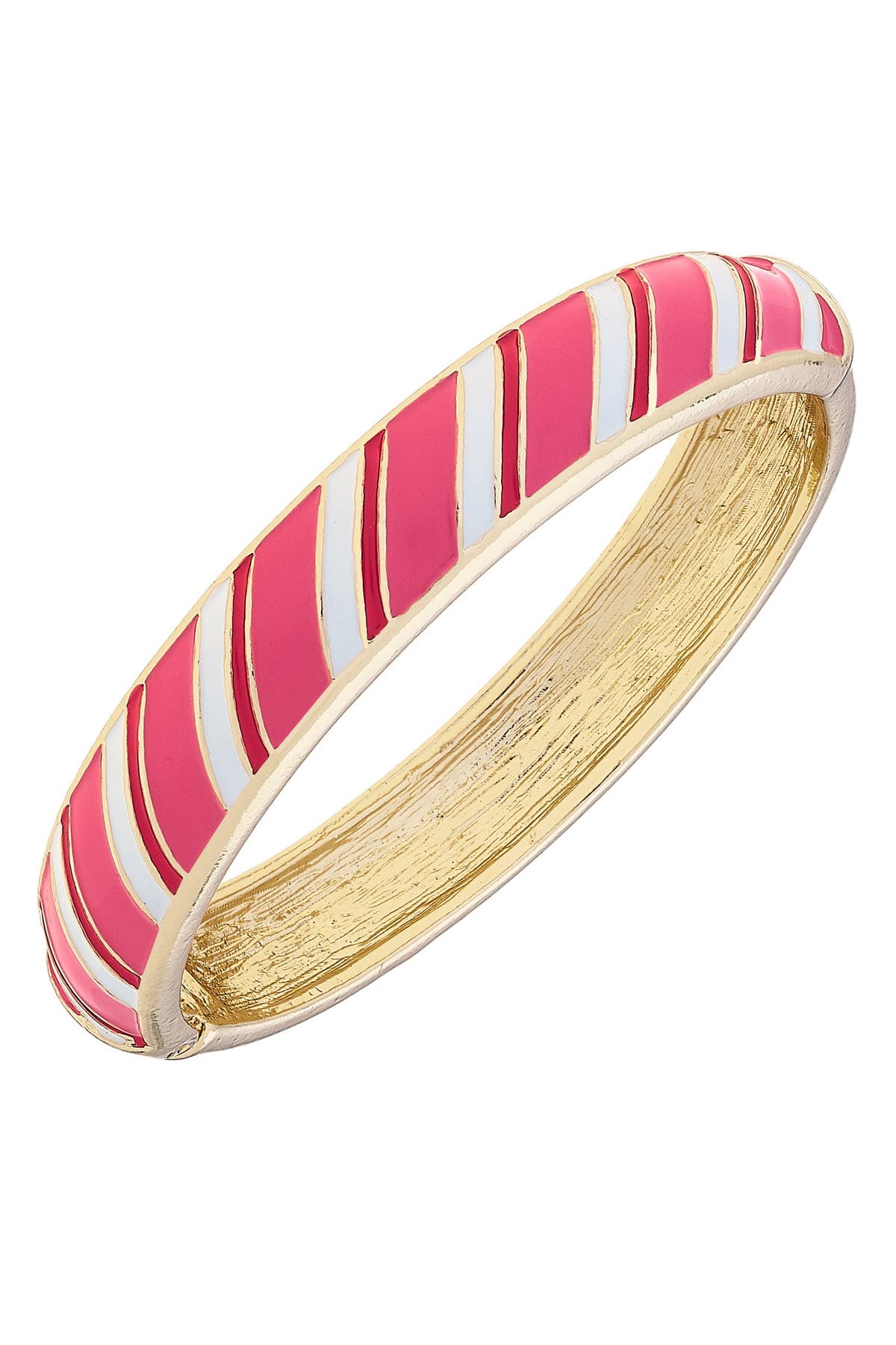 Candy Cane Striped Sculpted Enamel Hinge Bangle