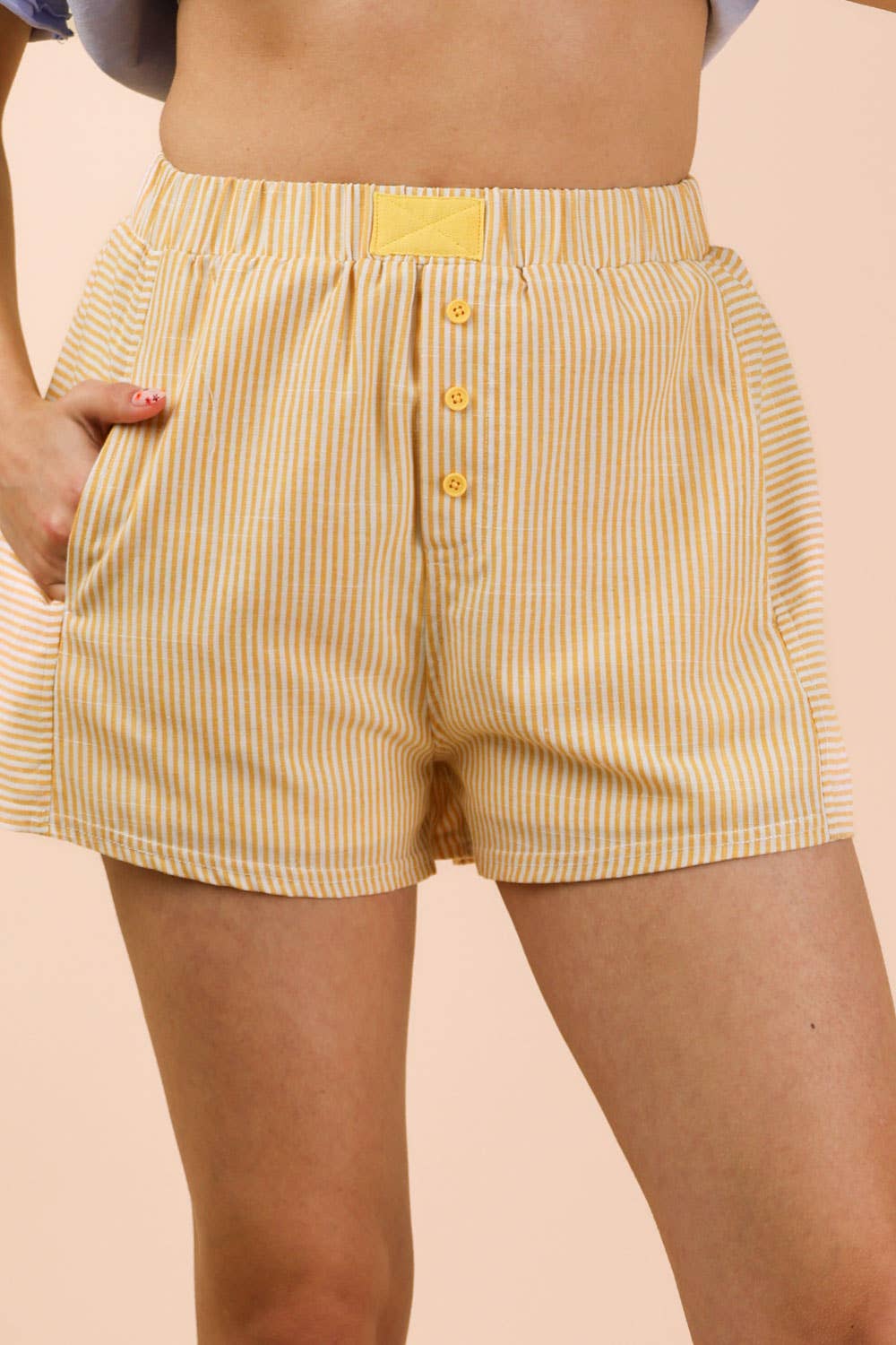 Striped & Checker Boxer Shorts - Yellow Stripe