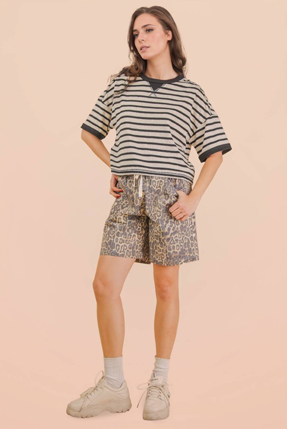 Oversized Stripe Top - Black