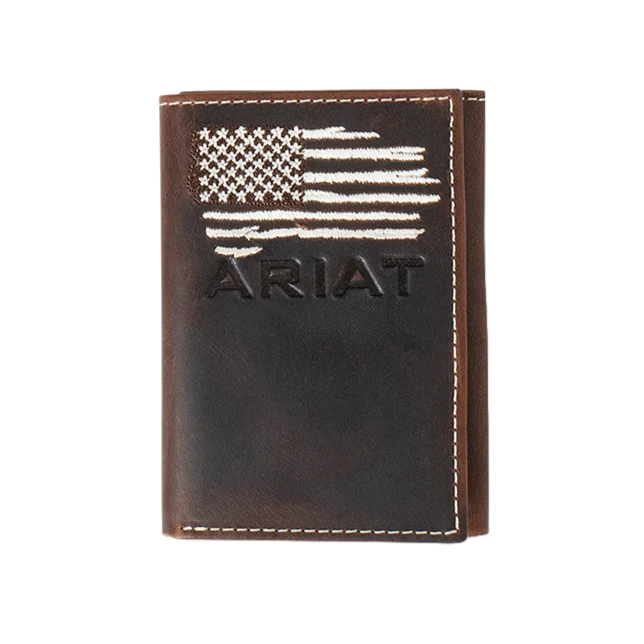 Trifold Distressed American Flag Logo Wallet