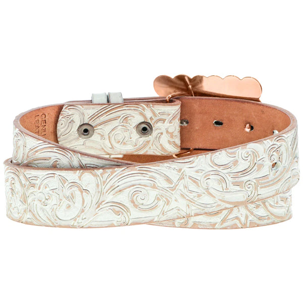 Stella Ivory/Tan Hand Tooled Filigree Belt