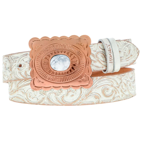 Stella Ivory/Tan Hand Tooled Filigree Belt