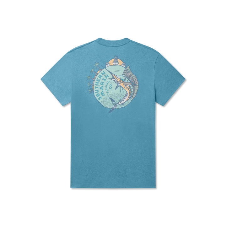 Pura Vida Planet Tee- Washed Barbados Blue