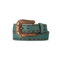 Angel Ranch Ladies 1.5" Turquoise/Chocolate Buck Lace Belt