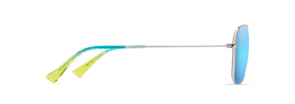 Na'auao Shiny Silver with Blue & Green w/. Blue Hawaii Lenses