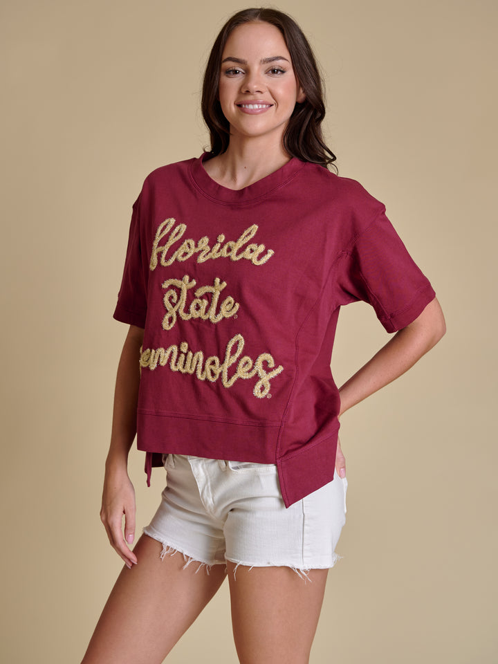 The Glitter Script Boxy Top - Florida State