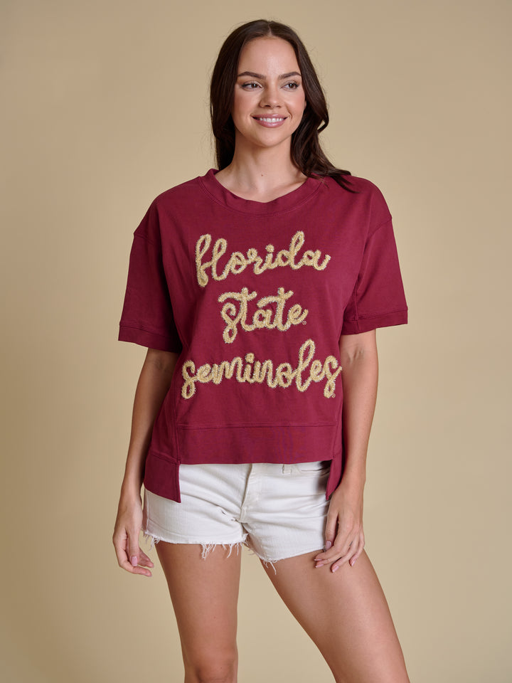 The Glitter Script Boxy Top - Florida State