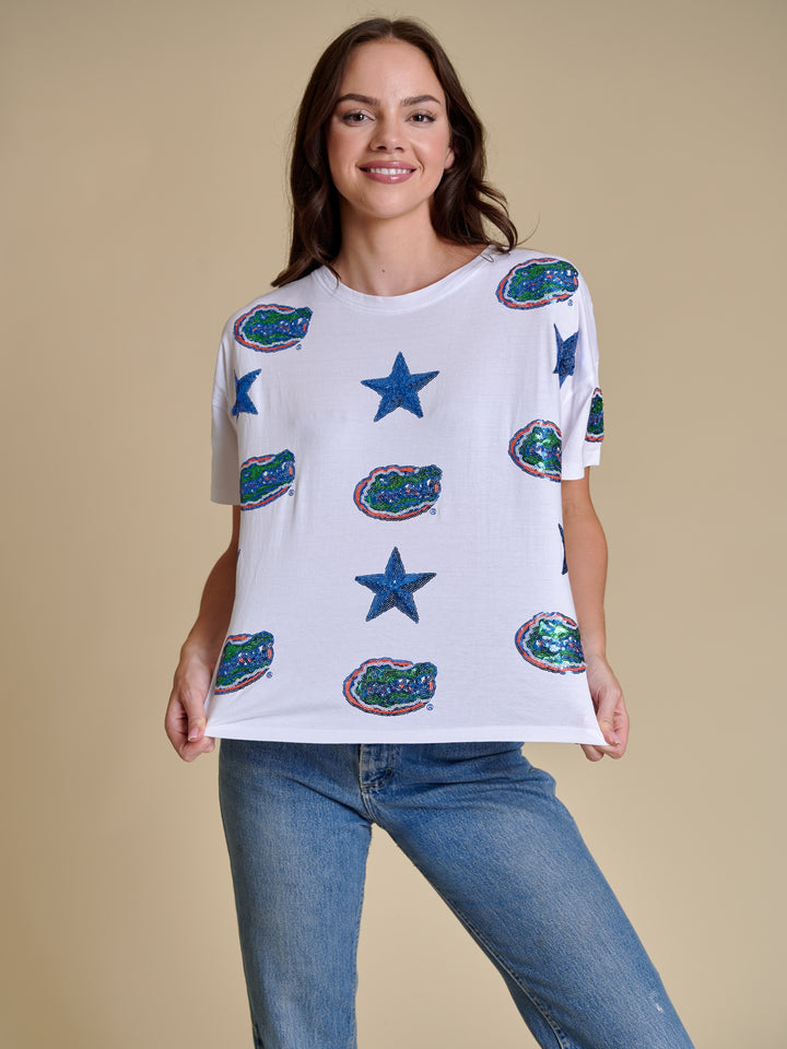 The All Over Sequin Boxy Tee - Florida