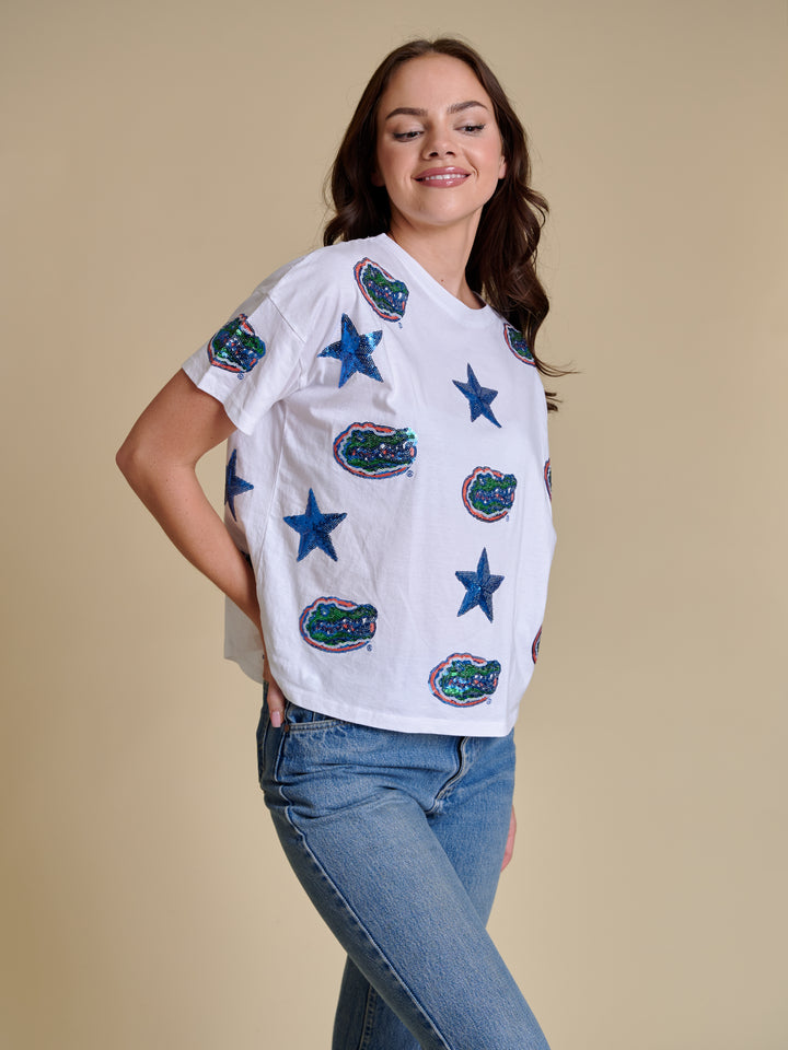 The All Over Sequin Boxy Tee - Florida