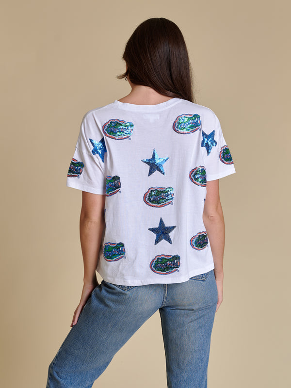 The All Over Sequin Boxy Tee - Florida