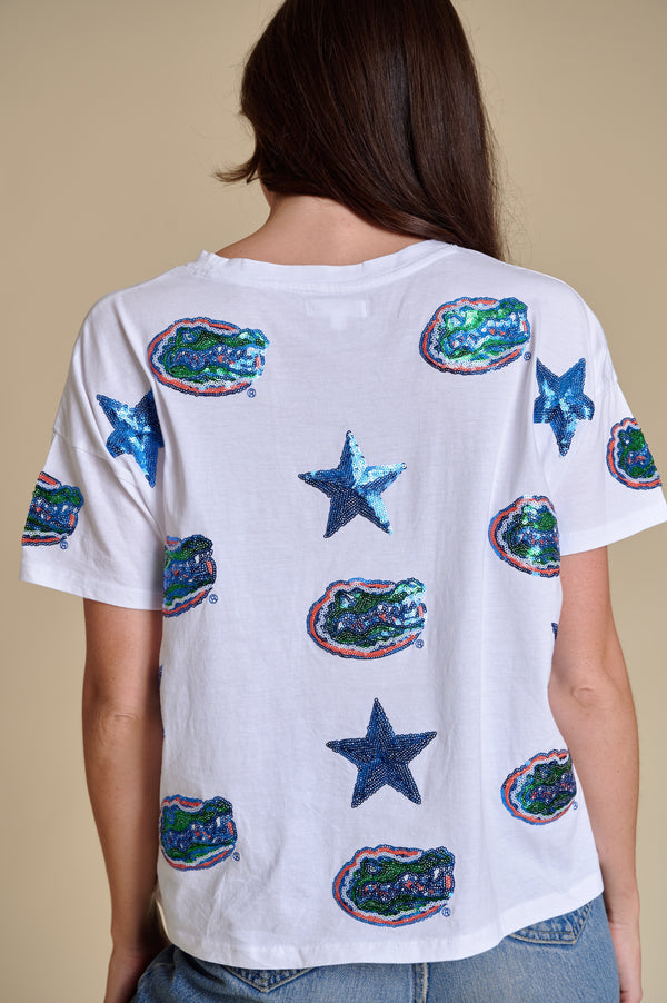 The All Over Sequin Boxy Tee - Florida