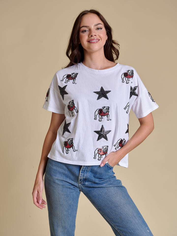 The All Over Sequin Boxy Tee - Georgia
