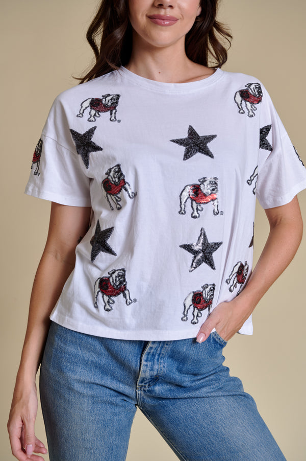 The All Over Sequin Boxy Tee - Georgia