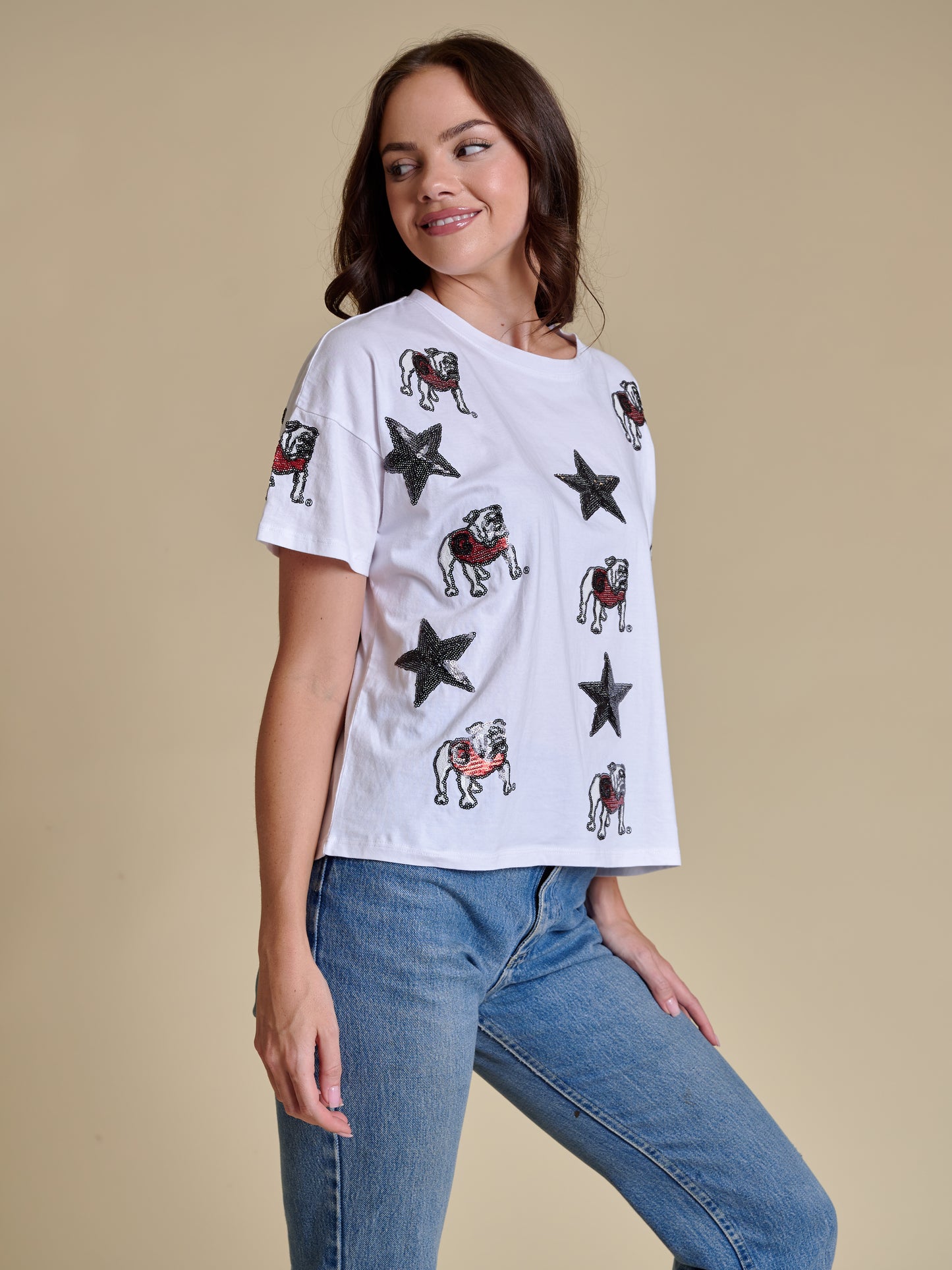 The All Over Sequin Boxy Tee - Georgia