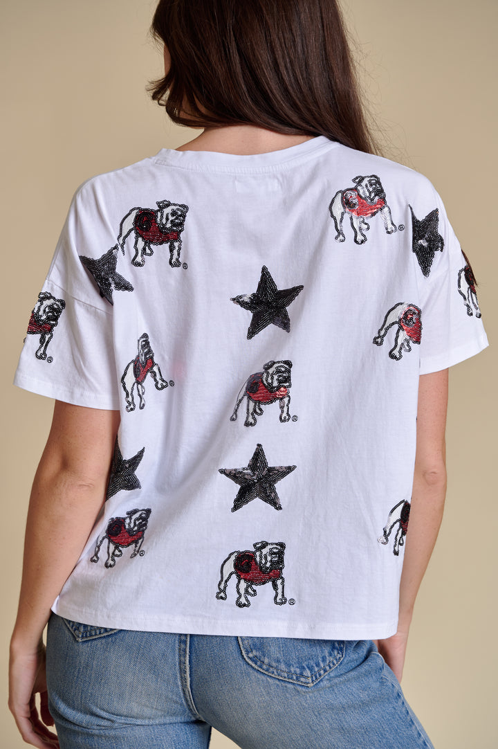The All Over Sequin Boxy Tee - Georgia