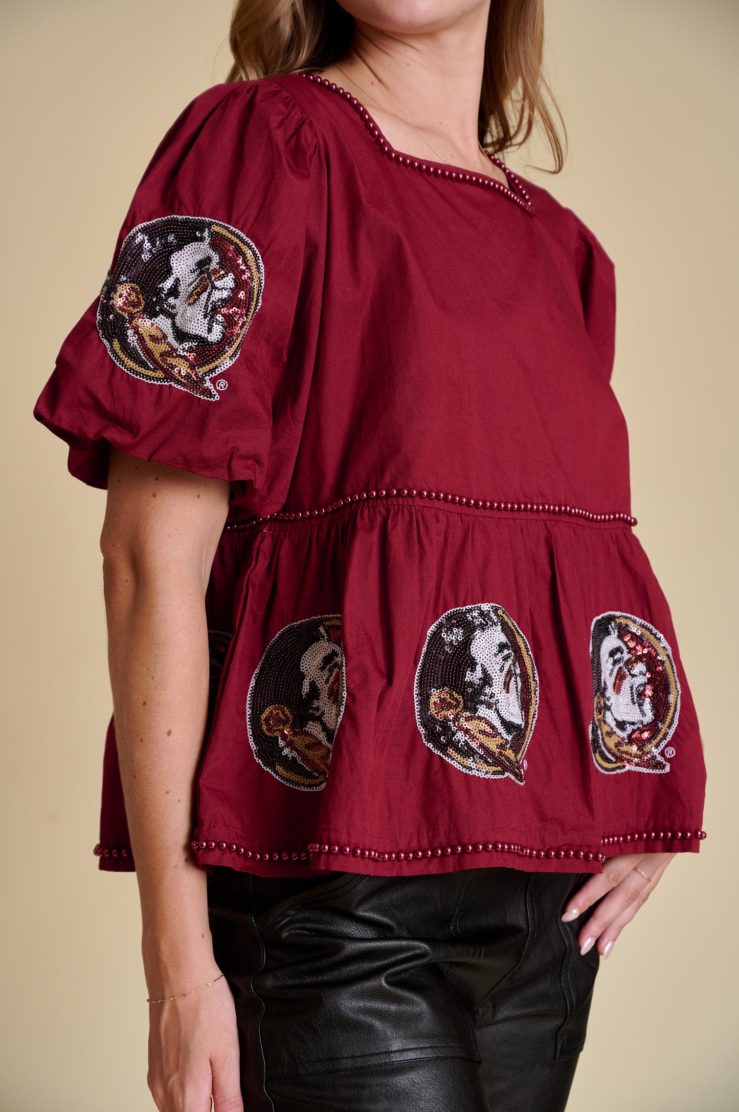 The Puff Sleeve Peplum Top - FSU