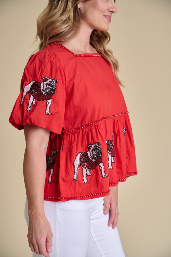 The Puff Sleeve Peplum Top - Georgia