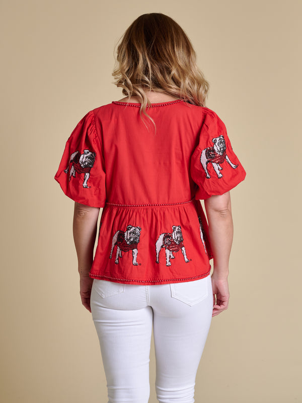The Puff Sleeve Peplum Top - Georgia