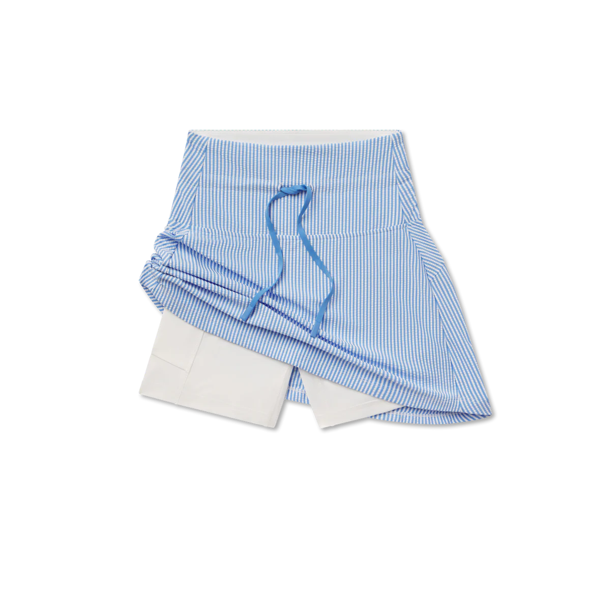 Marie Seersucker Active Skirt - French Blue & White