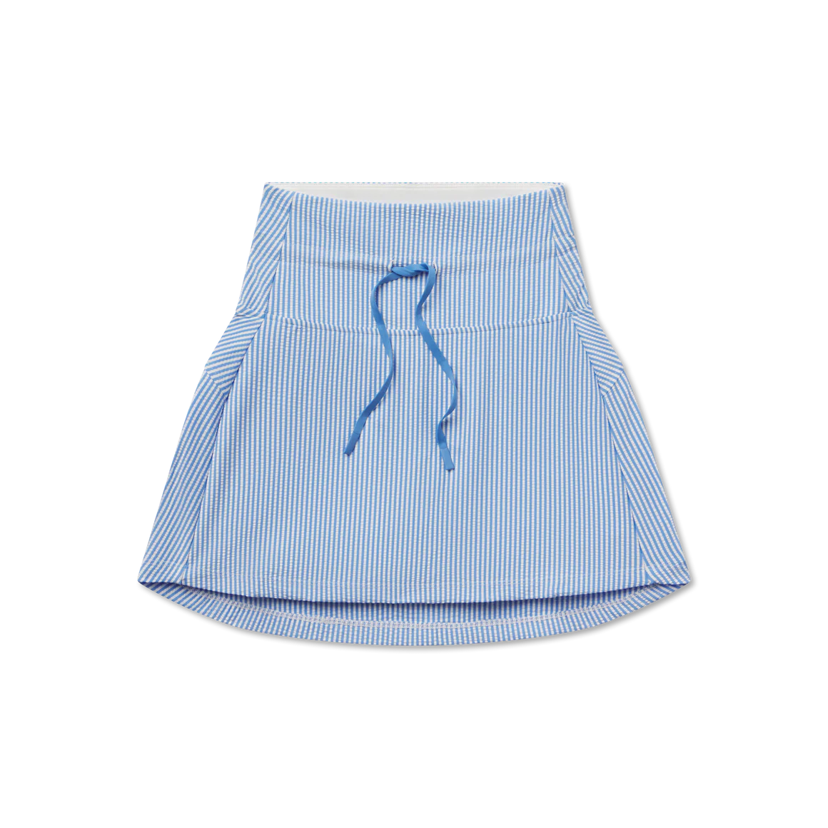 Marie Seersucker Active Skirt - French Blue & White