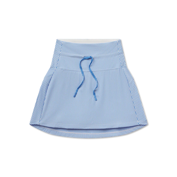 Marie Seersucker Active Skirt - French Blue & White