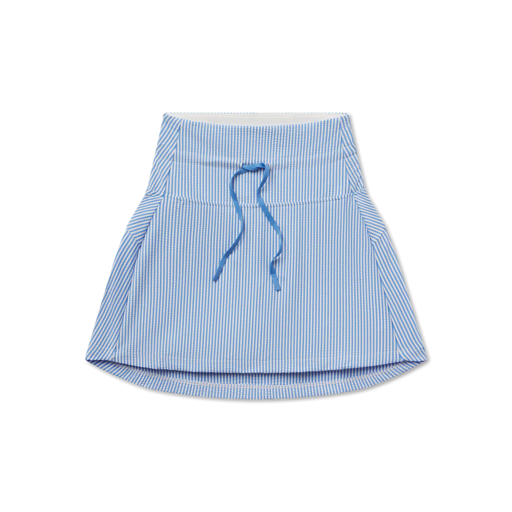 Marie Seersucker Active Skirt - French Blue & White