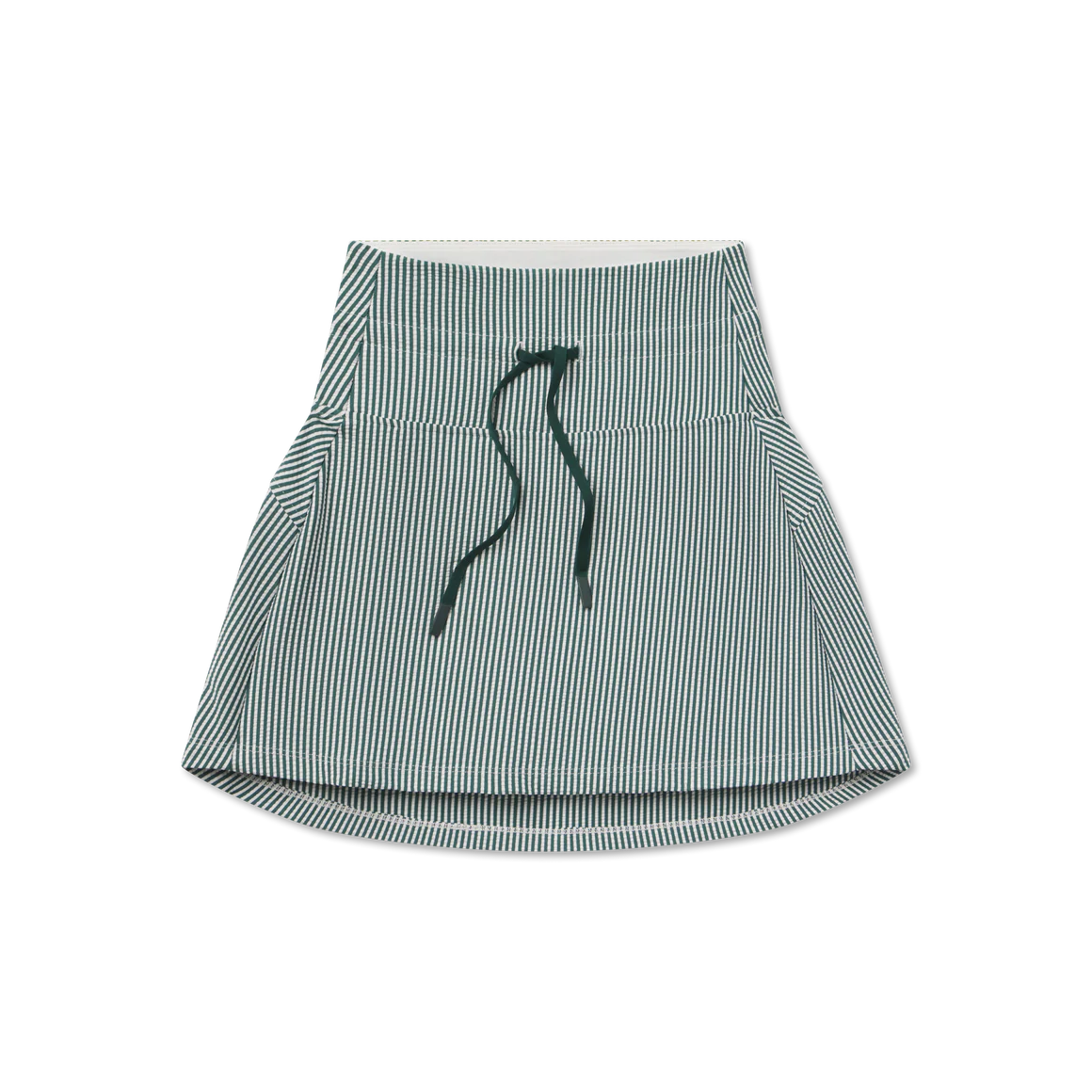 Marie Seersucker Active Skirt - Hunter Green & White