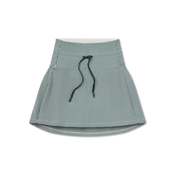 Marie Seersucker Active Skirt - Hunter Green & White