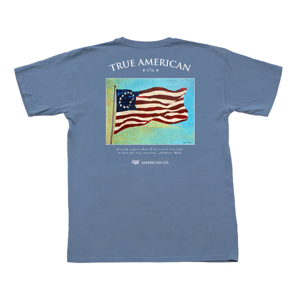 Betsy Ross Flag Short Sleeve Pocket Tee - Denim