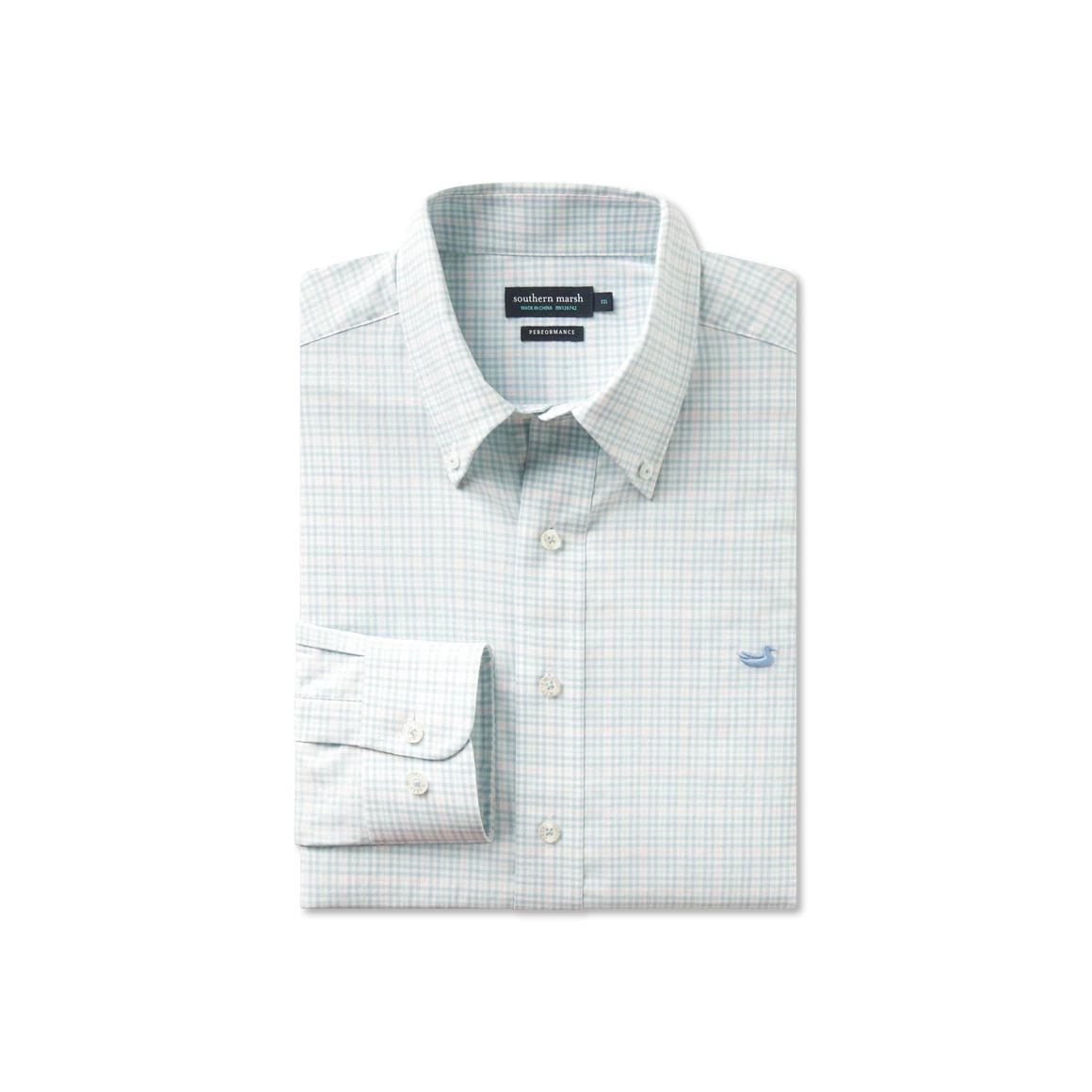 Dyer Performance Gingham Dress Shirt - Light Blue/Mint