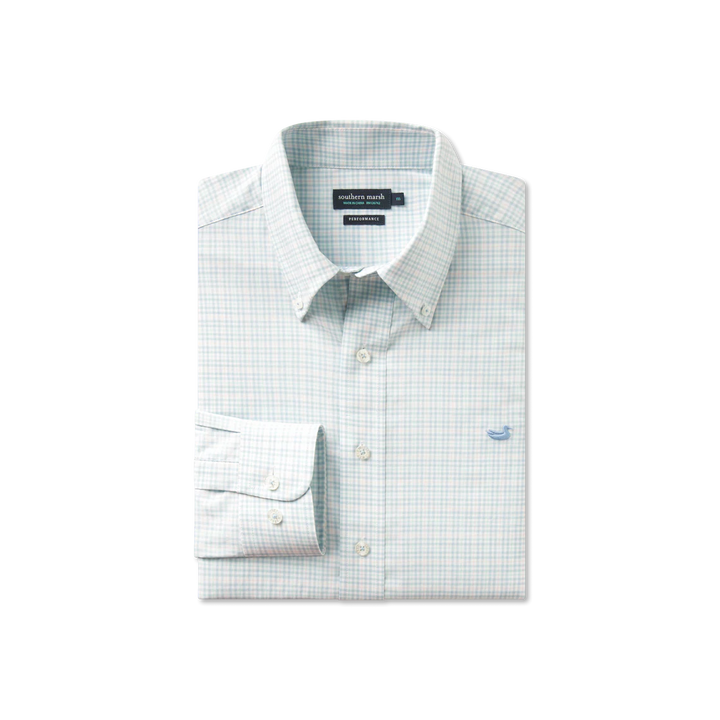 Dyer Performance Gingham Dress Shirt - Light Blue/Mint