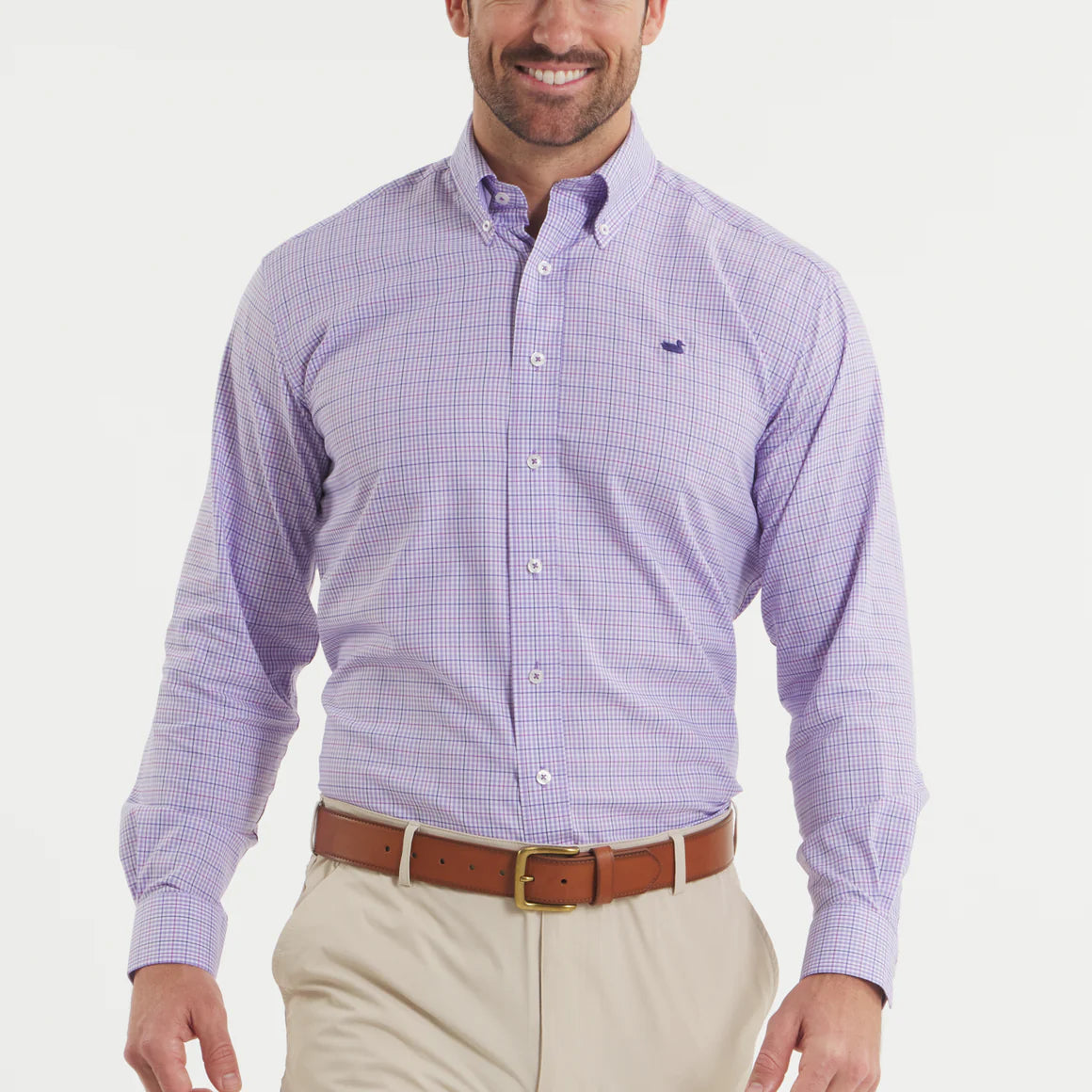 Dyer Performance Plaid Dress Shirt - Purple & Wine