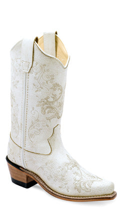Old West Girls White Fashion Boots