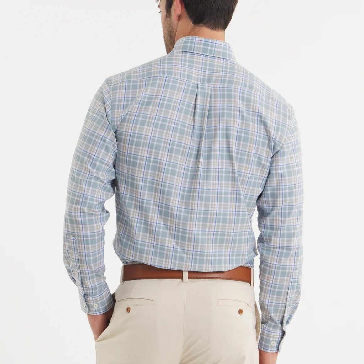 Grainger Performance Plaid Dress Shir t - Sage & Burnt Taupe