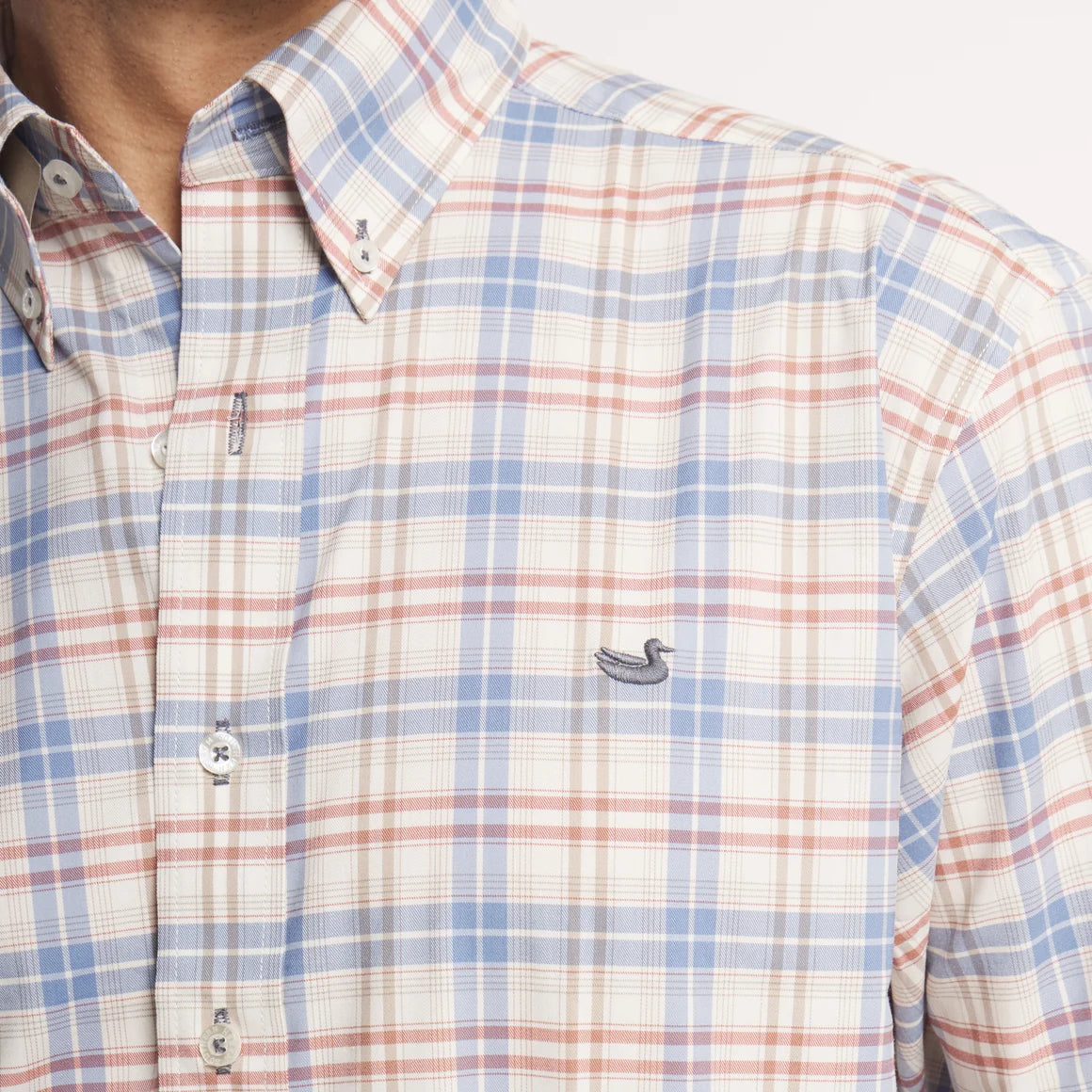 Highlands Lattice Performance Dress Shirt - Slate & Burnt Taupe
