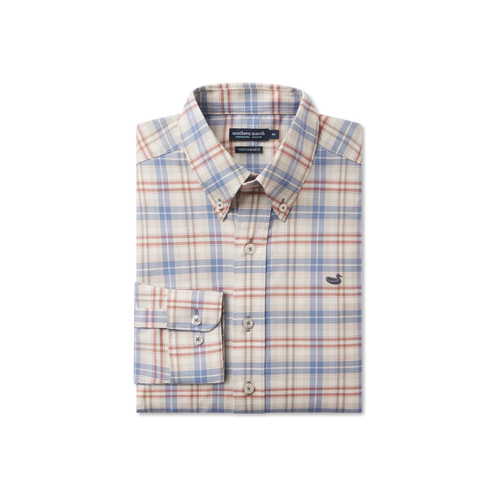 Highlands Lattice Performance Dress Shirt - Slate & Burnt Taupe