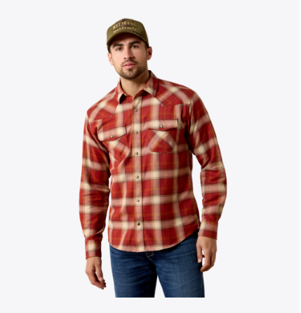 Retro Hatford Fitted Snap Shirt - Rosewood Plaid