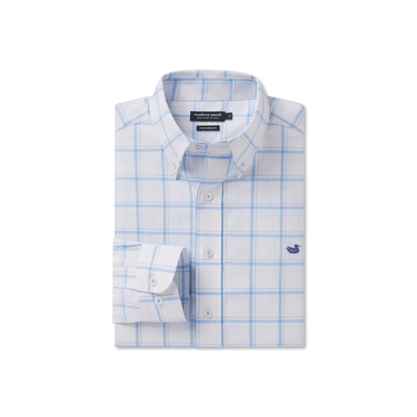 Odessa Performance Dress- White/Light Blue