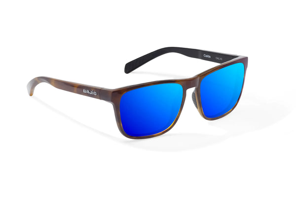 Calda Brown Tortoise with Blue Mirror Glass Lenses